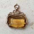 Antique Edwardian Citrine Spinning Fob in 9ct Gold