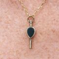 Gold Cased Watch Key with Citrine and Bloodstone