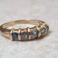 Synthetic Alexandrite and Sapphire Ring in 9ct Gold, a UK M 1/2 or a US 6 3/4