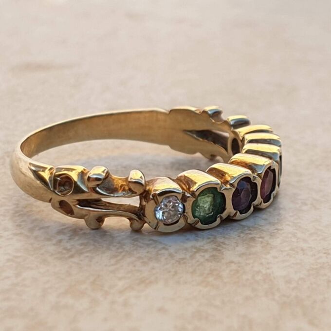 DEAREST Acrostic Ring in 9ct Gold,  a UK L 1/2 or a US 6 1/4