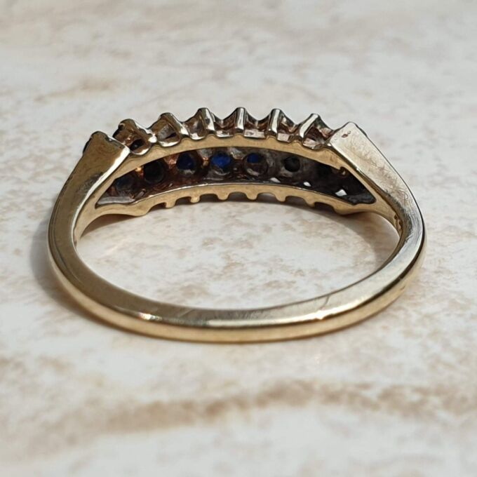 Two Row Blue Sapphire Ring in 9ct Gold, a UK K or a US 5 1/2.