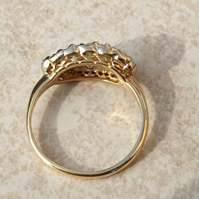 Trilogy Ruby and Diamond Ring in 18ct Gold,  a UK H 1/2 or a US 4 1/4.