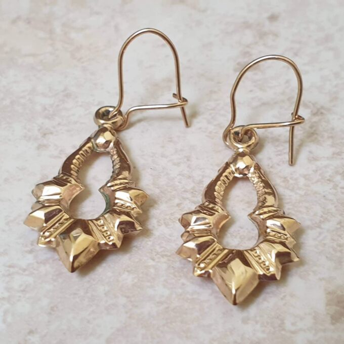 Ornate Drop Earrings in 9ct Gold.