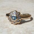 Topaz and Paste Daisy Cluster Ring in 9ct Gold,  a UK N or a US 7.