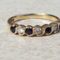 RESERVED – Sapphire and Diamond 9ct Gold Band, a UK K – K 1/2 or a US 5 3/4.
