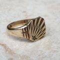 Diamond Set Sunray Signet Ring in 9ct Gold, a UK U 1/2 or a US 10 1/2