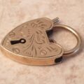 Engraved Heart Padlock in 9ct Gold