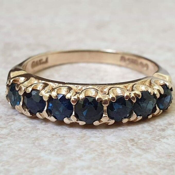 Sapphire Half Eternity Stacking Band in 9ct Gold, a UK M 1/2 or a US 6 3/4