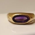 Oval Amethyst Signet Ring in 9ct Gold, a UK H 1/2 or a US 4 1/4