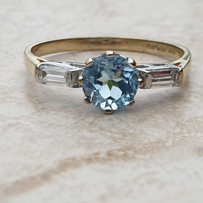 Topaz and Ring in 9ct Gold,  a UK O or a US 7 1/2