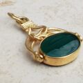 Onyx and Agate Spinner Fob in 9ct Gold