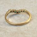 Emerald and Diamond Chevron or Wishbone Ring in 9ct Gold, a UK M or a US 6 1/2