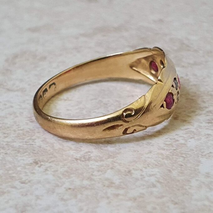 Edwardian Ruby and Diamond Ring in 18ct gold.