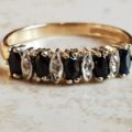 Marquise Sapphire & Diamond Band in 9ct Gold,  Size UK K 1/2 or a US 5 1/2.