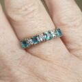 Bright Swiss Blue Topaz and Diamond Band in 9ct Gold, a UK J 1/2 or a US 5 1/4.
