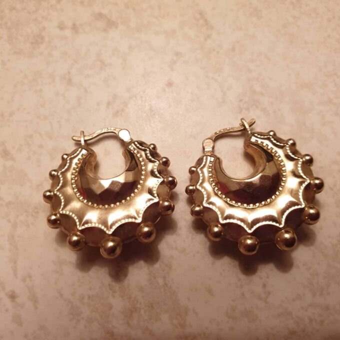 Small Gypsy Creole Earrings in 9ct Gold