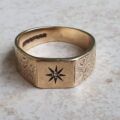Broad Diamond Set Signet Ring in 9ct Gold, a UK R 1/2 or a US 9 1/4