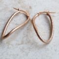 Textured Curved Oval Hoop Earrings in 9ct Rose Gold