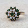 Chrysoprase and Opal Cluster Ring in 9ct Gold,  a UK P or a US 8.
