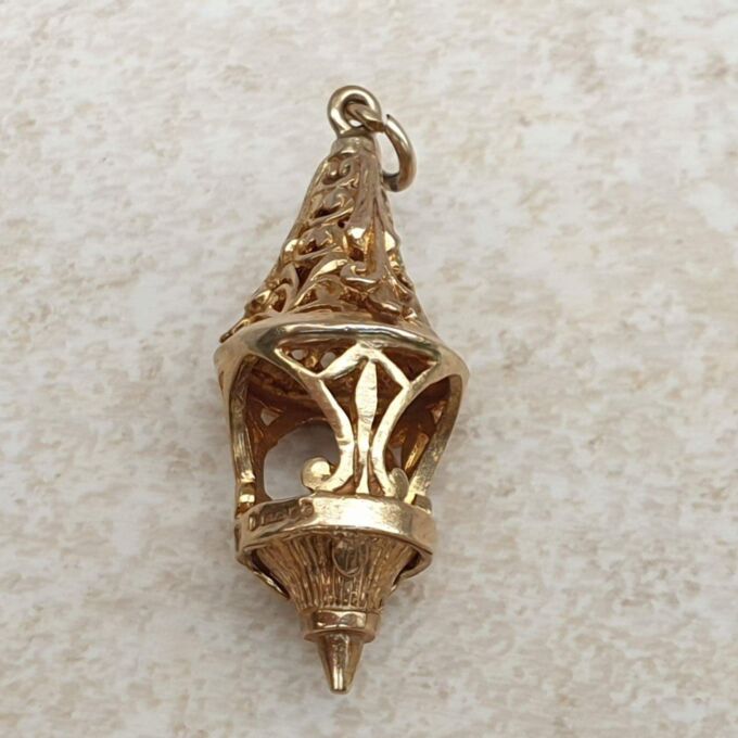 Ornate Lantern Fob Pendant in 9ct Gold