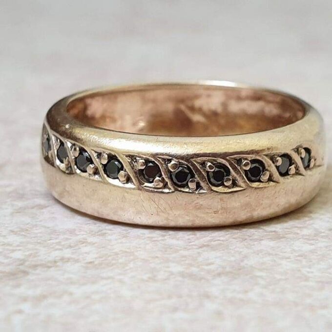 Sapphire Set Wide band in 9ct Gold.