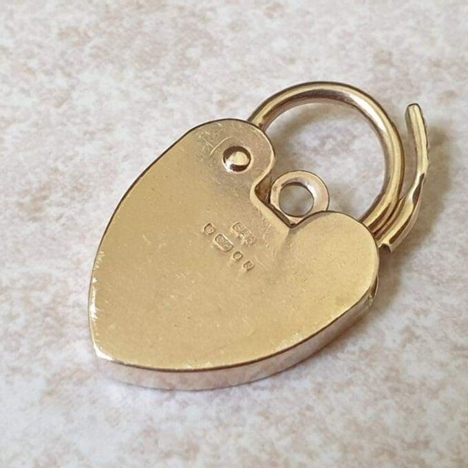 Engraved Fully Working Heart Padlock in 9ct Gold