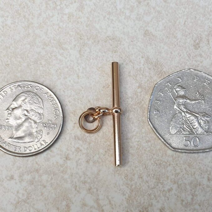 Simple T Bar Fob Pendant in 9ct Rose Gold