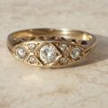 Gypsy Ring with CZ Stones in 9ct Gold,  a UK O 1/2 or a US 7 1/2.