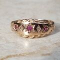 Five Stone Ruby and Diamond Ring in 9ct Gold, a UK R 1/2 or a US 9 1/4.