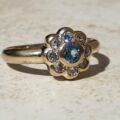 Topaz and Paste Daisy Cluster Ring in 9ct Gold,  a UK N or a US 7.