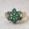Emerald Cluster Ring in 9ct Gold.