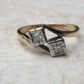 Art Deco Diamond Ring in 9ct Gold and Platinum, a UK N 1/2 or a US 7 1/4.