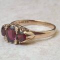 Three Stone Garnet Ring in 0ct Gold, a UK Q or a US 8 1/2