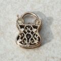 Unusual Purse or Bag Shaped Ornate Lock Padlock in 9ct Gold, not a Heart!