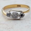 Art Deco Trilogy Diamond Ring in 18ct Gold & Platinum, a UK J 1/2 or a US 5 1/4.