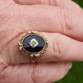 Vintage Onyx Ring in 10k Rose and Yellow Gold, a UK J or a US 5