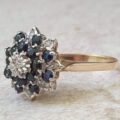 Sapphire and Diamond Cluster Ring in 9ct Gold, a UK O or  US 7 1/2