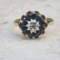 Sapphire and Diamond Cluster Ring in9ct Gold, a UK J 1/2 or a US 5 1/4