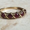 Five Stone Ruby Ring in 9ct Gold.