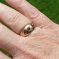 Three Stone Garnet Gypsy Ring in 9ct Gold, a UK L or a US 5 3/4