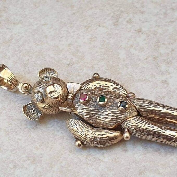 Articulated Teddy Bear Pendant in 9ct Gold