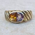 Reserved – Amethyst and Citrine Ring in 9ct Gold,  a UK Q or a US 8 1/2.