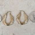 Oval Swag Design Drop Hoop Earrings in 9ct Gold