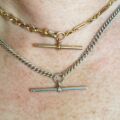 Fancy Link Chain Necklace with T Bar and Dog Clip in 9ct Gold