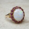 Opal & Ruby Ring in 9ct Gold, a UK O or a US 7 1/2