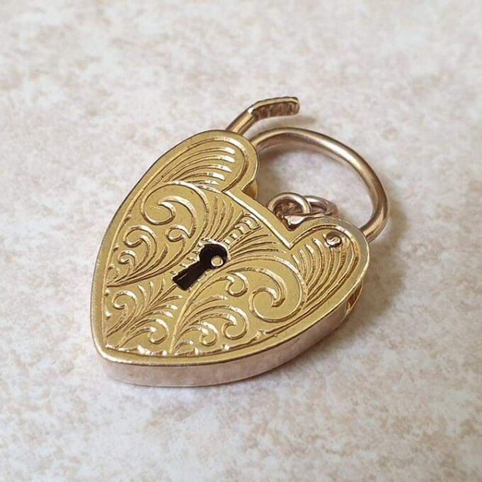 Engraved Fully Working Padlock in 9ct Gold
