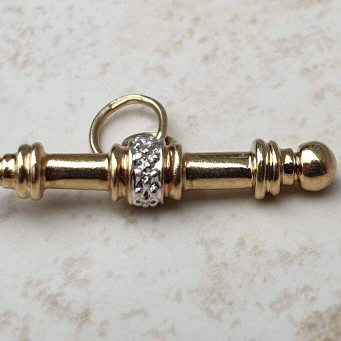 T Bar Pendant with Diamond Accents in 9ct Gold