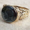Hematite Intaglio Centurion Signet Ring in 9ct Gold.