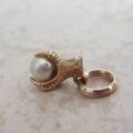 Tiny Faux Pearl Eagle Claw Pendant Charm in 9ct Gold