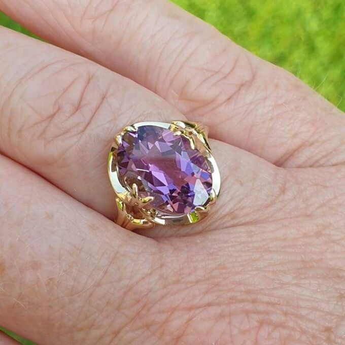 Reserved – Oval Amethyst Solitaire Ring in 9ct Gold.